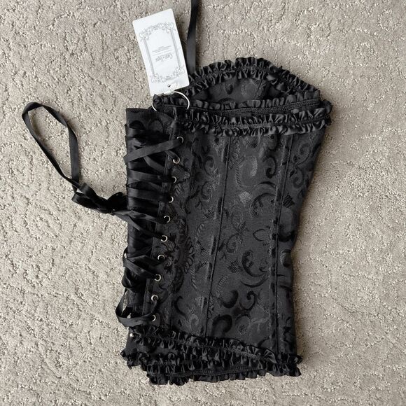Coeur de Vague Black Brocade Corset SZ M Gothic Burlesque NWT - Picture 3 of 10